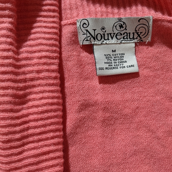 Coral cardigan Sweater Boho Ribbed Detailing Longer Length in Front Size Medium - Picture 7 of 16